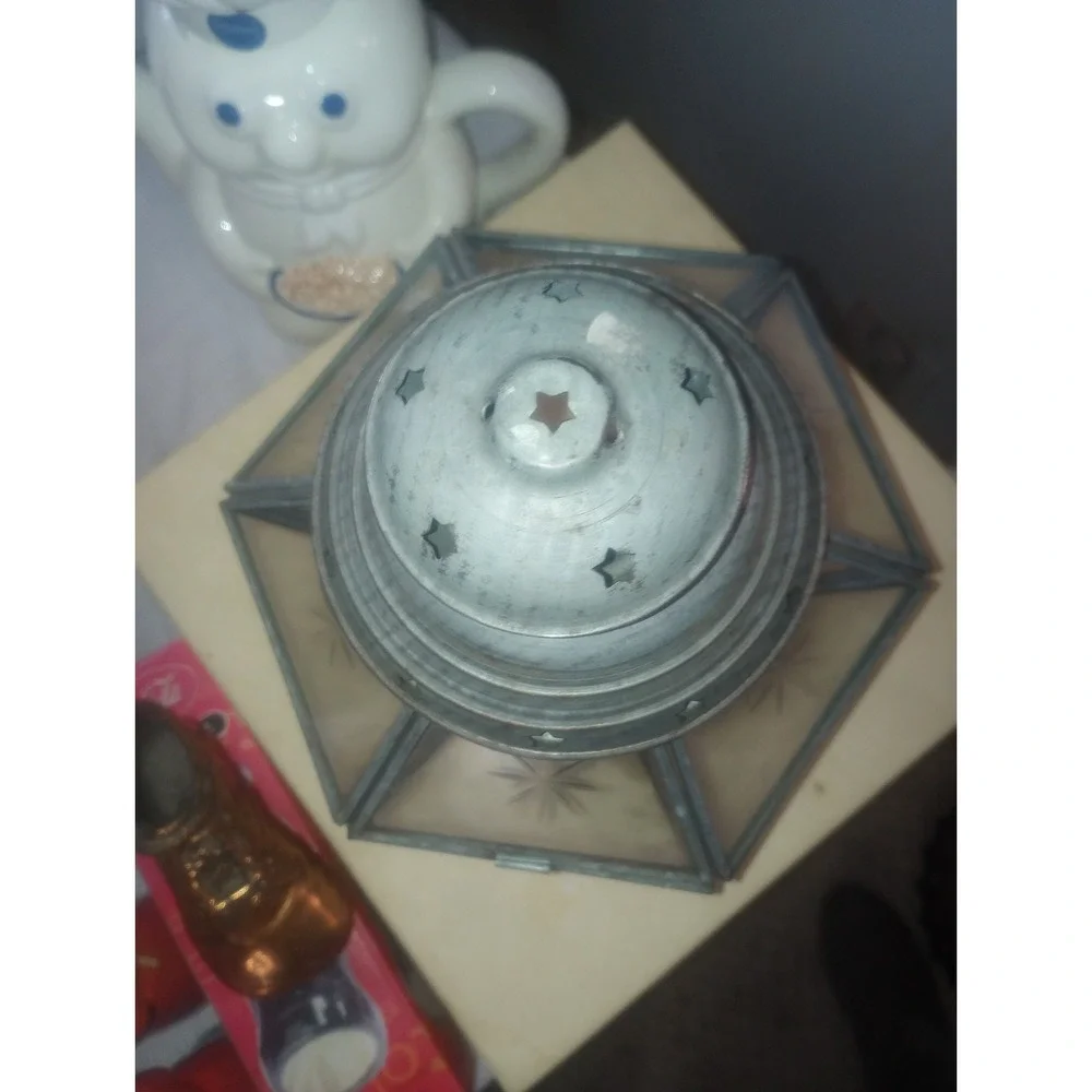 Aluminum Tea Light/ Terrarium Hexagon Candle Holder Glass Star‎ 7 Inch Plants